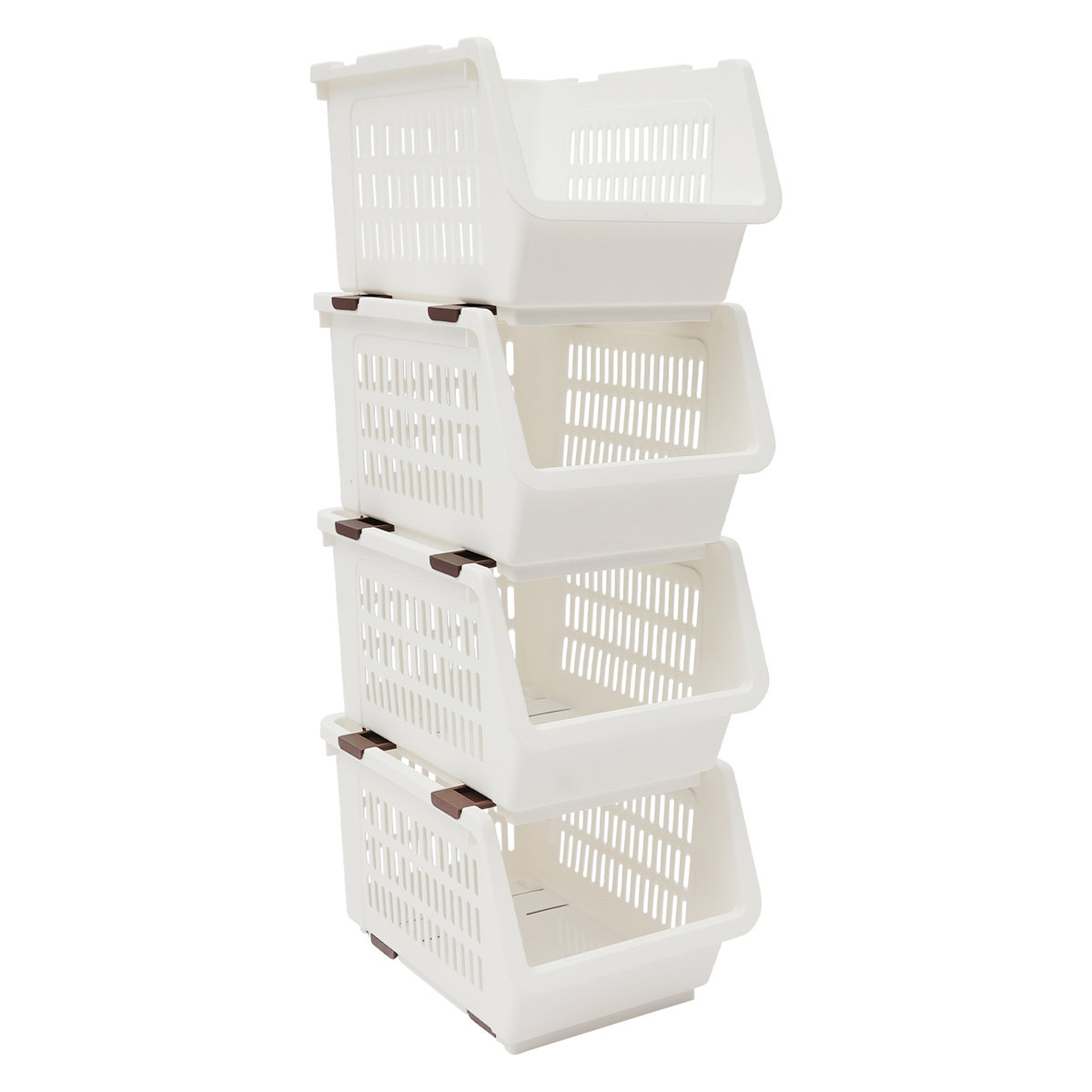 9.5" 4PCS Stacking Storage Baskets Rectangular Stackable Organizer Storage Bins Modern